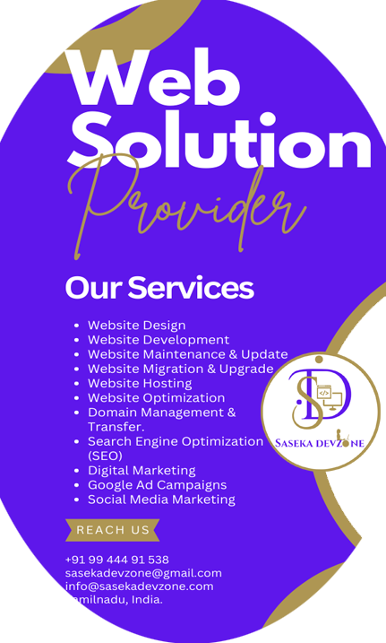 Website Development Services offered by saseka devzone